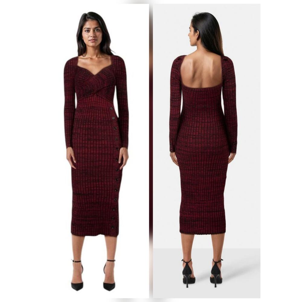 Self Portrait - Ribbed point midi dress